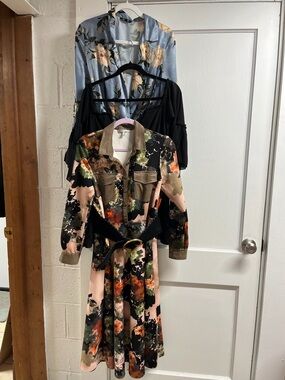 Lot of dresses!!! Blue Floral/Brown floral/black bell sleeves Denny Rose